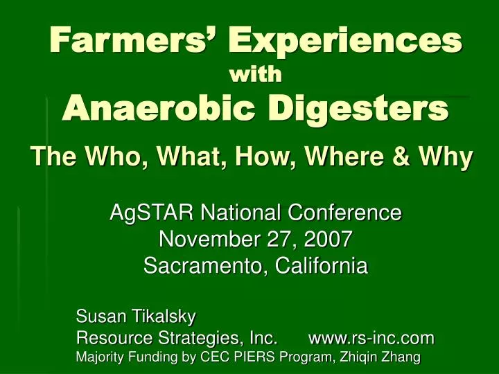 farmers experiences with anaerobic digesters