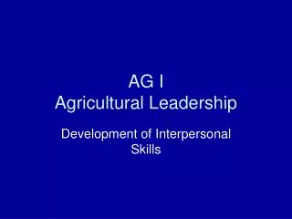 AG I Agricultural Leadership