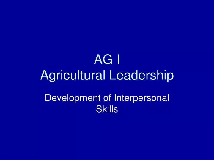ag i agricultural leadership