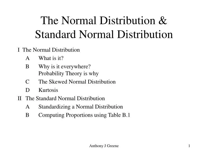 the normal distribution standard normal distribution