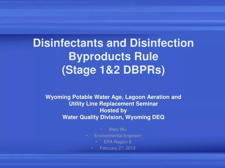 disinfectants and disinfection byproducts rule stage 1 2 dbprs