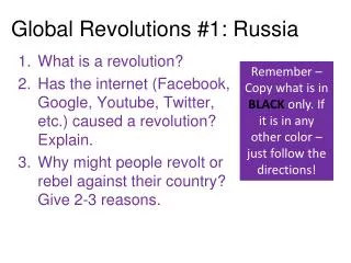 Global Revolutions #1: Russia
