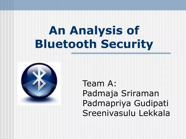 an analysis of bluetooth security