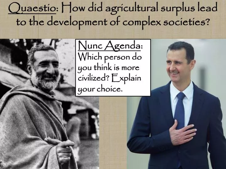 quaestio how did agricultural surplus lead to the development of complex societies