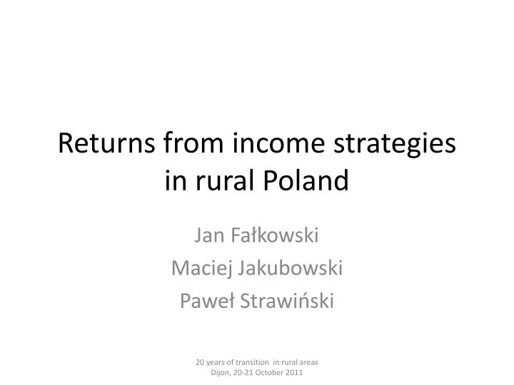 returns from income strategies in rural poland