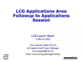 LCG Applications Area Followup to Applications Session