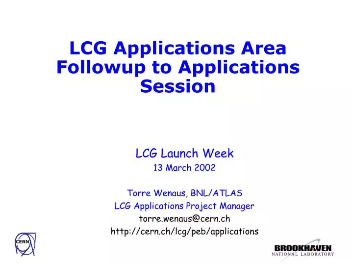 lcg applications area followup to applications session