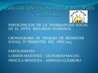 evaluacion y control de recursos humanos