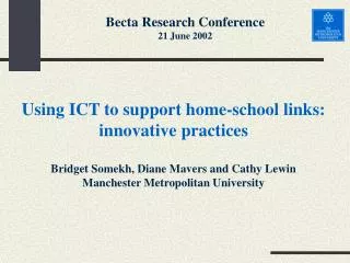 Using ICT to support home-school links: innovative practices