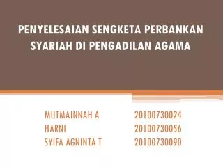 penyelesaian sengketa perbankan syariah di pengadilan agama