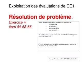 exploitation des valuations de ce1 r solution de probl me exercice 4 item 64 65 66
