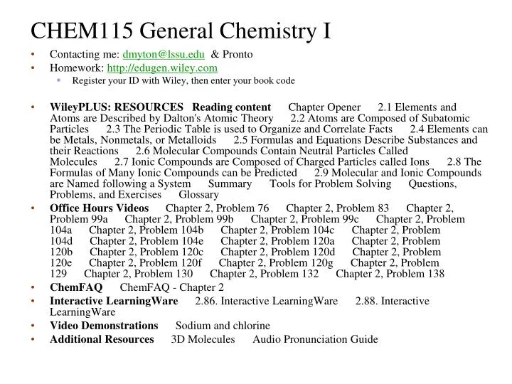 chem115 general chemistry i