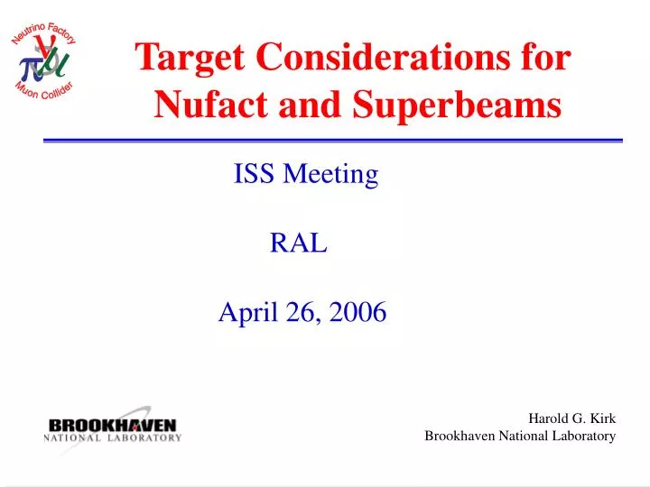target considerations for nufact and superbeams