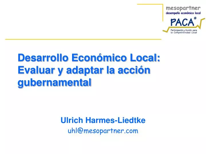 desarrollo econ mico local evaluar y adaptar la acci n gubernamental