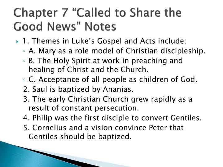 chapter 7 called to share the good news notes
