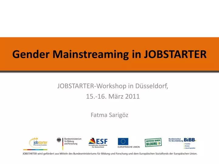 gender mainstreaming in jobstarter