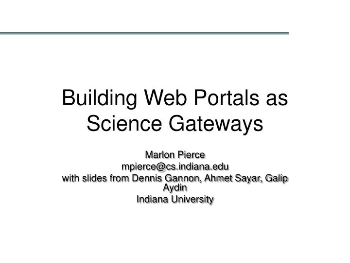 building web portals as science gateways