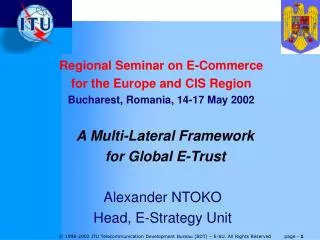 Alexander NTOKO Head, E-Strategy Unit