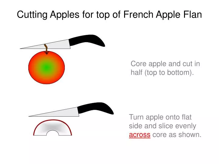 cutting apples for top of french apple flan
