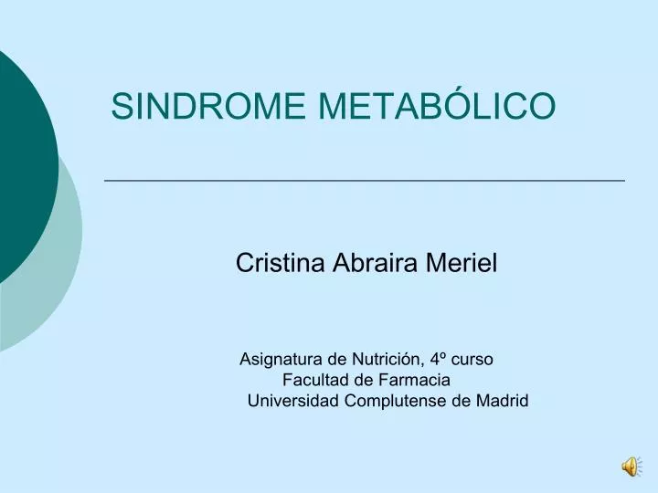 PPT SINDROME METABÓLICO PowerPoint Presentation free download ID