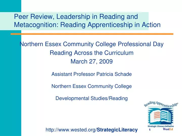 peer review leadership in reading and metacognition reading apprenticeship in action