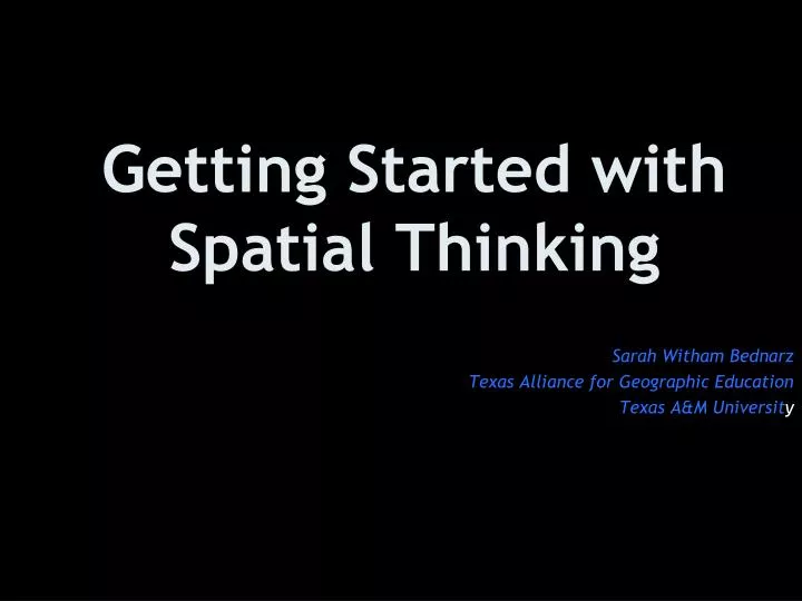 getting started with spatial thinking