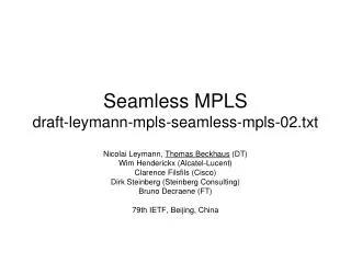 Seamless MPLS draft-leymann-mpls-seamless-mpls-02.txt