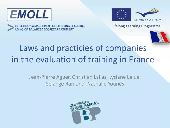 l aws and practicies of companies in the evaluation of training in france