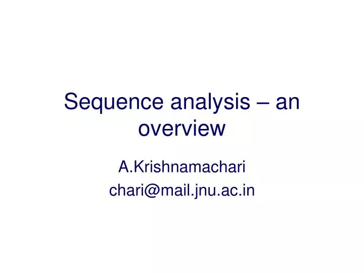 sequence analysis an overview