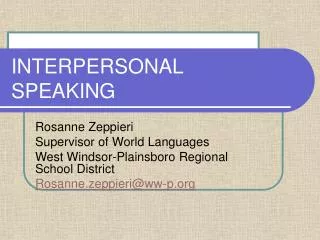INTERPERSONAL SPEAKING