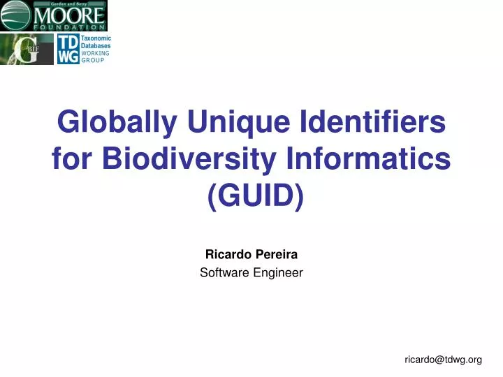 globally unique identifiers for biodiversity informatics guid