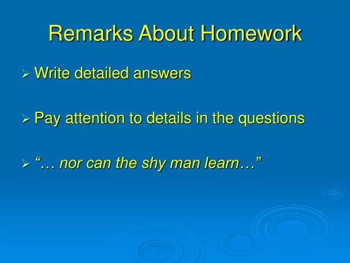 remarks about homework