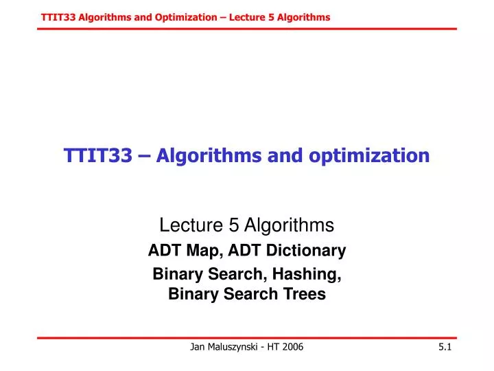 t tit33 algorithms and optimization