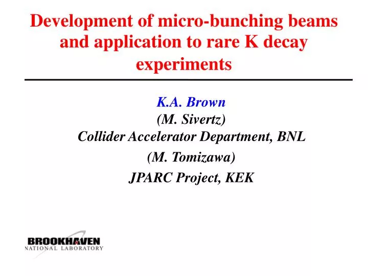 development of micro bunching beams and application to rare k decay experiments