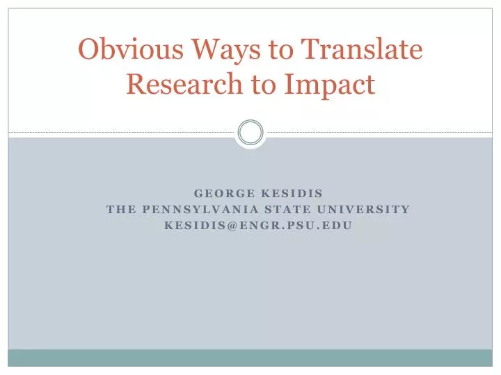 obvious ways to translate research to impact