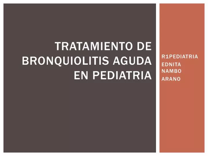 tratamiento de bronquiolitis aguda en pediatria