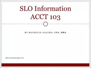 SLO Information ACCT 103