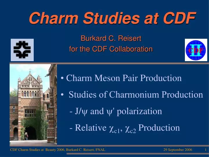 charm studies at cdf burkard c reisert for the cdf collaboration