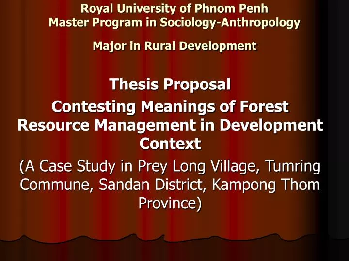 royal university of phnom penh master program in sociology anthropology major in rural development
