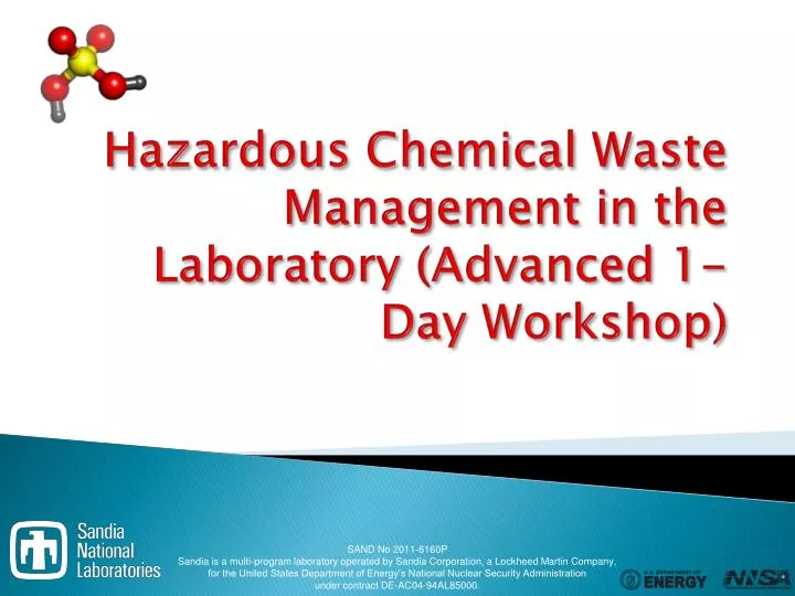 hazardous chemical waste management in the laboratory advanced 1 day workshop