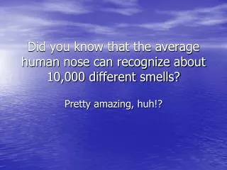 Did you know that the average human nose can recognize about 10,000 different smells?