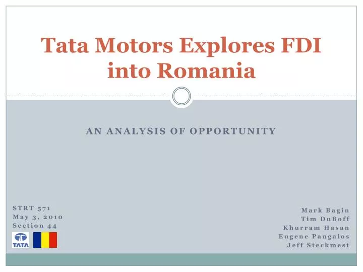 tata motors explores fdi into romania