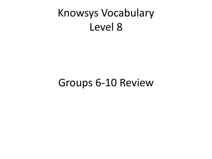 knowsys vocabulary level 8
