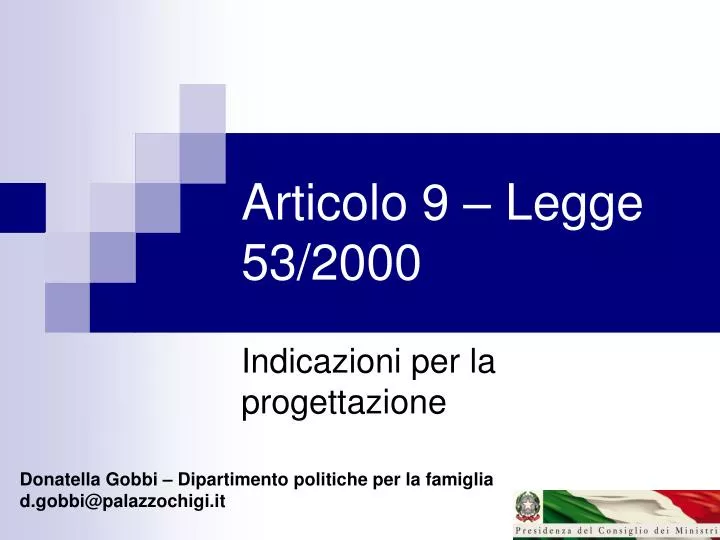 articolo 9 legge 53 2000