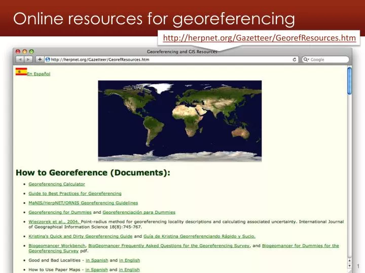 online resources for georeferencing