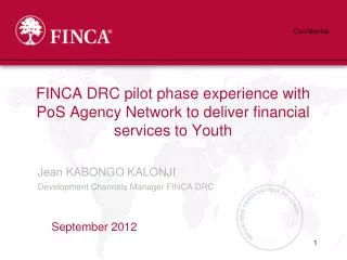 FINCA DRC pilot phase experience with PoS Agency Network to deliver financial services to Youth