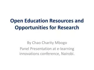 Open Education Resources and Opportunities for Research