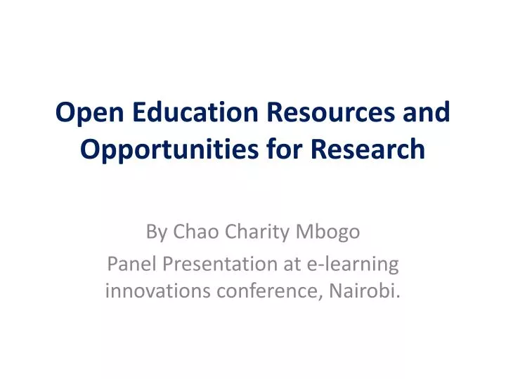 open education resources and opportunities for research