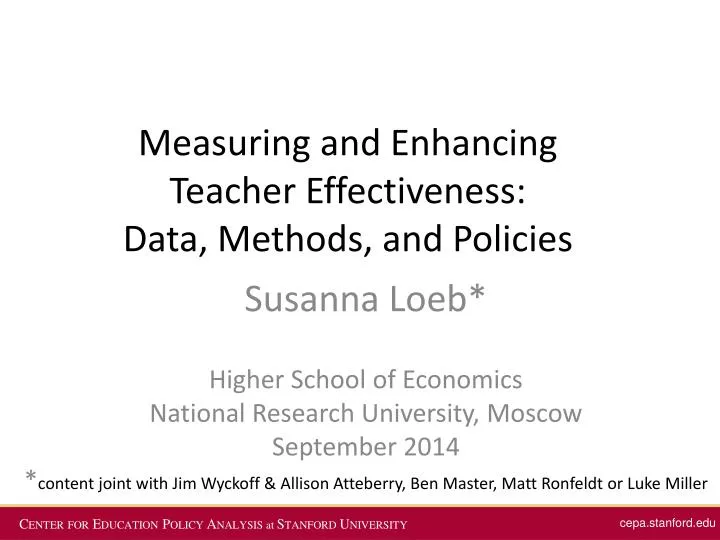 measuring and enhancing teacher effectiveness data methods and policies