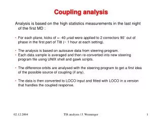 Coupling analysis